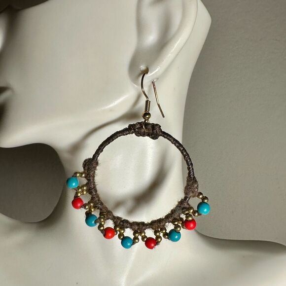 Art O Mexicano Handcrafted Boho Hoop Earrings with Colorful  Beads - Picture 7 of 7